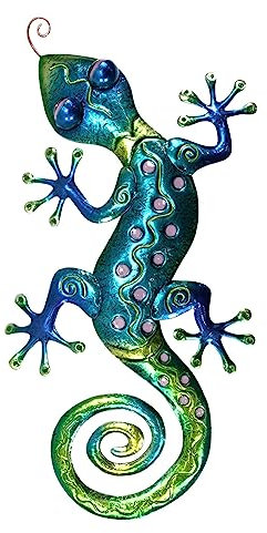 SIGNES GRIMALT Salamandre ou Gecko Mural XL en métal, Bleu et Vert, re, Modèle ZIG ZAG, Hauteur 60 cm