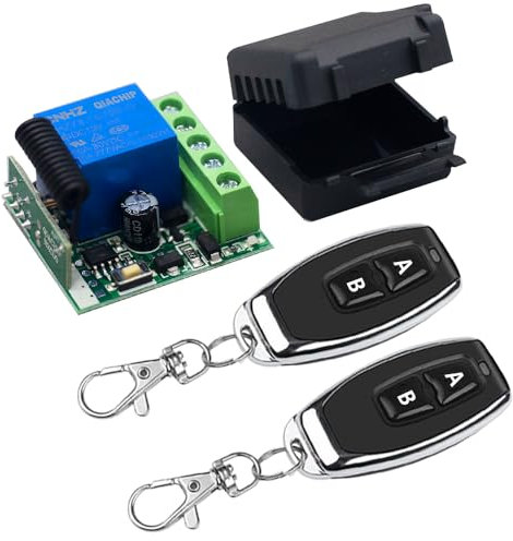 QIACHIP 433 Mhz Universal Interruttore di controllo remoto DC 12V 1CH wireless Modulo ricevitore relè RF con 2 trasmettitori Telecomando fai da te