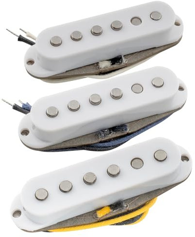 Musiclily Pro ST-60S Staggered Alnico 5 Single Coil Tonabnehmer Pickups Set 5,8K für Strat Style E-Gitarre, Weiß