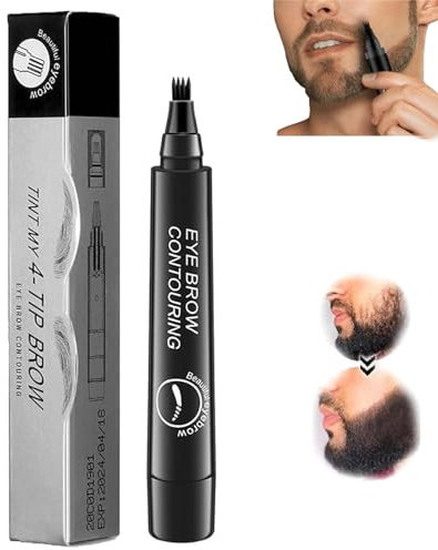 Elmyse Beard Filling Pen, Waterproof Beard Filling Pen Kit, Beard Pencil Filler For Men, Elmyse Waterproof Beard, Elmyse Beard Pen Shape & Define Your Beard, Long Lasting (Black)