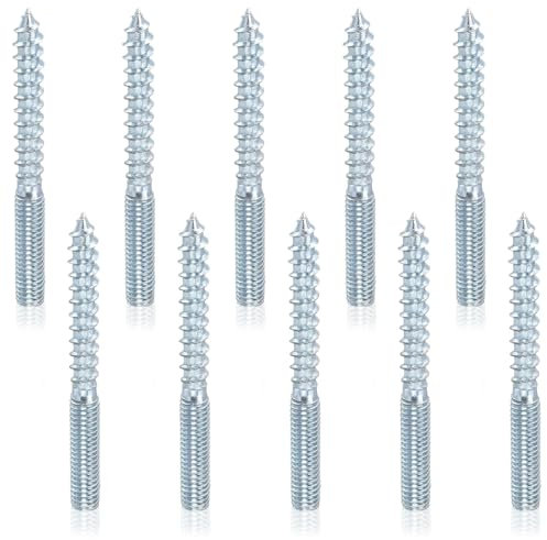 10 Stücke M6 Stockschrauben, Aufhänger Schrauben Länge 2-3/8 (60mm), Verzinkt Stockschrauben Holzgelenk lbeine, mit mittiger Schlüsselführung Befestigungsmaterial Montagematerial