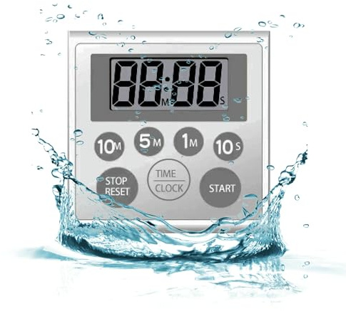 NUOSWEK Digital Timer Waterproof Shower Timer Shower Clock Bathroom Kitchen Timer with Strong Magnet and Large LCD Display (Waterproof 7 Key)