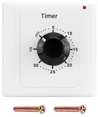 Switian Interrupteur de Minuterie, AC 220V 15A Compte à Rebours Mécanique Intelligent à Minuterie Socket Time Switch 86 Panneau Timer Bouton de Command (30 Min)