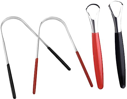 Ipetboom Set Per La Pulizia Della Lingua Da 4 Pezzi - Spazzola Raschietto Per La Lingua in Acciaio Inossidabile Per Una Facile Pulizia Orale Compatta E Portatile