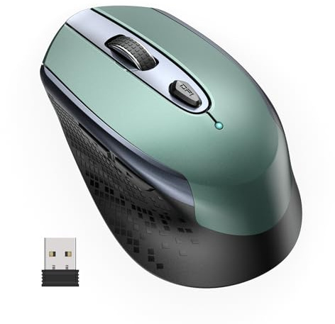 cimetech Souris sans Fil, Souris Optique 2.4GHz Slim avec Nano-Récepteur USB Silente, 800-1200-1600 DPI Réglable, Compatible avec Ordinateur Portable, PC, Tablette, Notebook-Vert Foncé