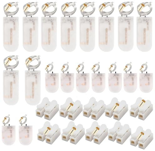 Lsgoodcare 10Pcs 3V Single Slot CR2032 Button Cell Battery Holder Case Cover, 10Pcs 6V CR2032 Dual Slot with ON/OFF Switch Wire, 10Pcs Push Quick Wire Cable Connector Spring Clamp Terminal (clear)