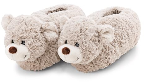 NICI 62332 Chaussons, Motif Ours Finni, Pointure 36-39 (M), Gris, Chauds, En Peluche, Pour Garçons Et Filles, Avec Semelle Antidérapante, Pantoufles
