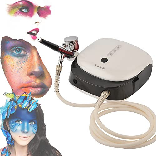 XCSCUK Kit aerografo,Set compressore per aerografo Portatile a Doppia Azione,Spazzole d'Aria Ricaricabili Portatili, per Unghie,Trucco (White)