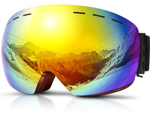 DADA-PRO Gafas de Esquí Para Hombres y Mujeres, Gafas de Snowboard Sobre Gafas OTG, Anti-Bruma, Sin Marco, Con Protección UV 100%