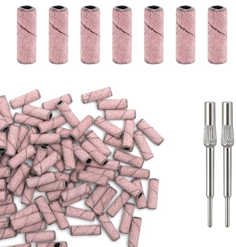 KQDRAVINE 100 Pezzi Cilindri Abrasivi Fresa Unghie Grana 240, Ultra Fini Ricambi Fresa per Unghie con 2 Punte Fresa Unghie, Professionale Punte a Mandrino per Manicure, Salone di Bellezza