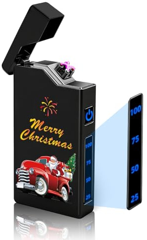 LcFun Regali di Natale per Uomini Donne, 2025 Calendario dell'Avvento con Riempimento Accendino Elettrico, Accendino ad Arco con Indicatore di Batteria, Accendino al Plasma Antivento
