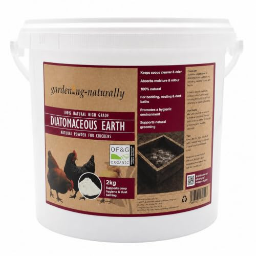 Diatomaceous Earth Organic - High grade for Poultry – Natural Chicken Coop Powder to Absorb Moisture and Reduce Odour – For Bedding, Nesting Boxes and Dust Baths – 500g, 1kg, 2kg, 5kg (2kg)