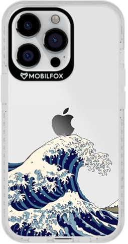 Mobilfox Full-Shock Transparent - Custodia per iPhone 16 Plus - Great Wave - Slim, Antiurto, Resistente a Cadute 3,5 m, Protezione a 360°, Bordo Rialzato e Anello Fotocamera
