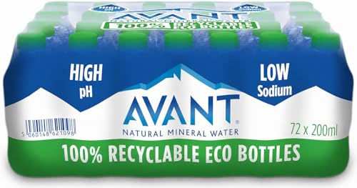 Avant Natural Mineral Water Sports Cap Water Bottles 72 x 200ml – Premium Still Mineral Drinking Water with Flip Top Sports Cap – Small Portable Bottles for Kids, Gym, School, Travel, Office & Events