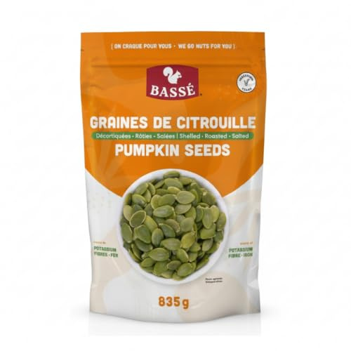 Pipas de Calabaza Tostadas, Peladas y con Sal - 835g - Snack Saludable Rico en Proteína y Fibra - Ideal para Ensaladas y Aperitivos Veganos - Bassé - Pack Familiar - NEXU