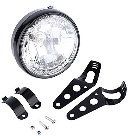 Keenso Ampoule Phares Avant de Moto, Feu Avant 7 Pouces Lampe Feux de Signification Rond Ampoule de Projecteur 12v Universel avec Support de Montage