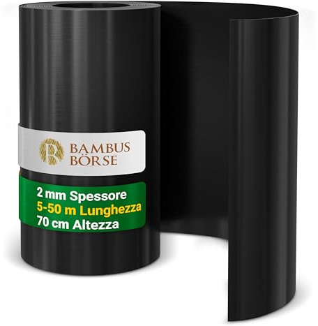 Bambus börse Barriera per Radici - Barriera per rizomi Alta 70 cm, Spessa 2 mm, Lunga 20 m - Realizzata in HDPE di Alta qualità - Barriera per rizomi di bambù - Barriera Anti-Radici