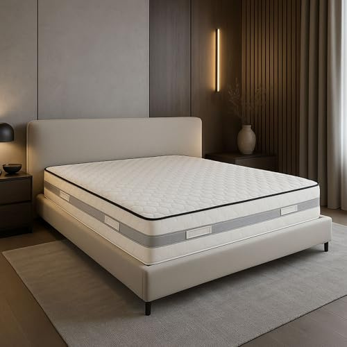Literie Julien Matelas Mémoire de Forme 60 Kg/m3 160x200 x 23 cm Très Ferme - 7 Zones de Confort - Noyau Poli Lattex HR Dernière Génération - Très Respirant