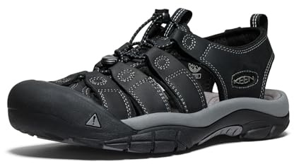 KEEN Newport, Sandalias Hombre, Negro (Black/Steel Grey), 44.5 EU