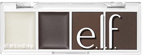 e.l.f. Cosmetics Bite-Size Brow, Mini Brow Quad with Ultra-Pigmented Waxes & Powders, Eyebrow Grooming & Makeup Kit, Dark Brown, 0.14 Oz