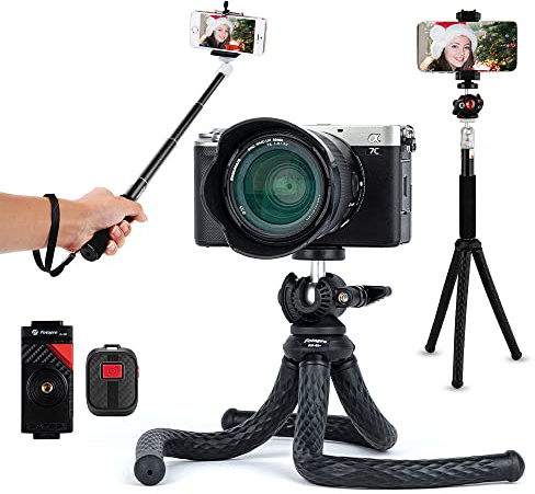 Fotopro Kamerastativ, flexibelt ministativ för smartphone, telefonstativ med Bluetooth-kontroll, selfieabel, Gopro-stativ (RM-serien)