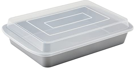 Farberware GoldenBake Bakeware Nonstick Baking Pan/Cake Pan with Lid, Rectangle, Insulated, 9 Inch x 13 Inch - Gray