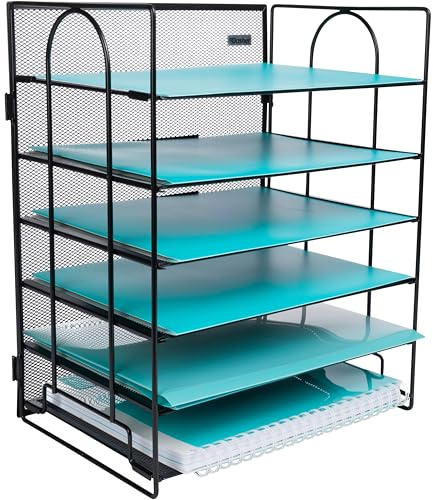 Desk Organiser with 6 Tiers, Paper Tray for Office Supplies, Letters, Billls, Folders, Files, Binders. Desk Organizers and Accessories for Home, Office, School. Workspace Organization with Style