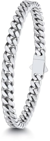 ChainsHouse Pulsera Hombre de Metal Muñeca Grande 5 mm Ancho 23 cm Largo, Platino