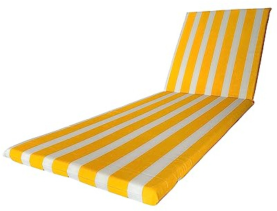 Il Tuo Artigiano Design vattentät dyna för solsäng:190 x 60 cm, vattenavvisande polyester, avtagbart dynöverdrag, tillverkad i Italien (vit och gul)