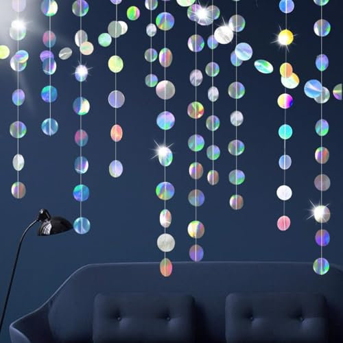 KHDULQ Runde Papier Girlande Deko - Glitzer Kreis Banner 2 Stücke 4 Meter für Birthday Decorations, Karneval, Geburtstag und Hochzeit