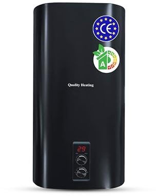 Quality Heating chauffe-eau électrique 30 L, 1500 W, commande digitale, soupape de sécurité incluse, mural, économe en énergie, ballon d'eau chaude électrique blanc