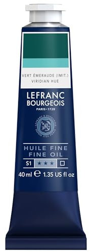 Lefranc Bourgeois 301778 Feine Ölfarbe in hervorragender Qualität,lichtecht mit gleichmäßige Konsistenz, 40ml Tube, ideal für Keilrahmen, Leinwand, Malkarton - Türkisblau