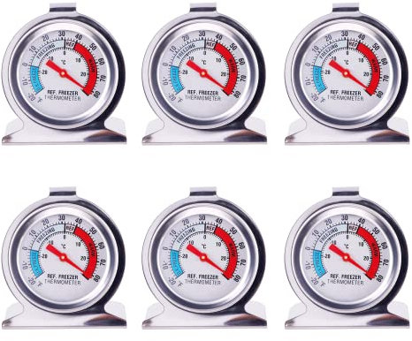 Termometro per Frigorifero, 6 Pezzi Termometro Frigorifero in Acciaio Inox, TOOSOAR Termometro per Congelatore per Monitorare la Temperatura