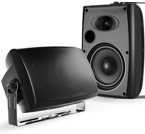 STUDIOFINIX Altoparlanti Bluetooth all'aperto, 6,5 pollici coppia di montaggio a parete resistente all'acqua per interni/esterni, 400W (nero)