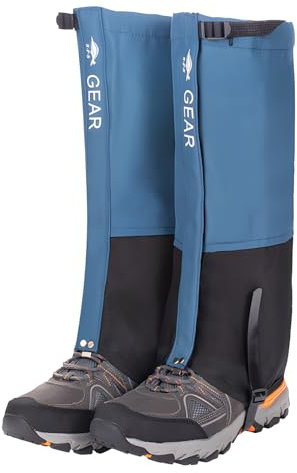Holwim Outdoor Gamaschen 620D Schnee Gamaschen, Gamaschen Wasserdicht geschützt beim Wandern, Jagd, Schnee, Winter, Regen Gaiters Regenstulpen, und Skifahren Unisex (blau, L)