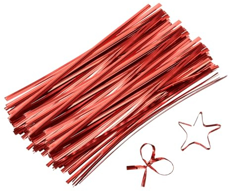 QUARKZMAN 6 Attaches de Torsion, Attaches de Torsion Métalliques, Attaches de Torsion en Plastique Réutilisables pour les Sacs de Boulangerie, de Bonbons, de Friandises, Lot de 800, Rouge