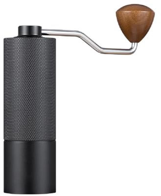 Kaffeemühle Manuell, Präzisem Edelstahlmahlwerk mit 50 einstellbaren Mahlgradeinstellungen Kunststofffreie Espresso-Kaffeemühle mit Holzgriff Design für den Einsatz zu Hause, im Büro und auf Reisen
