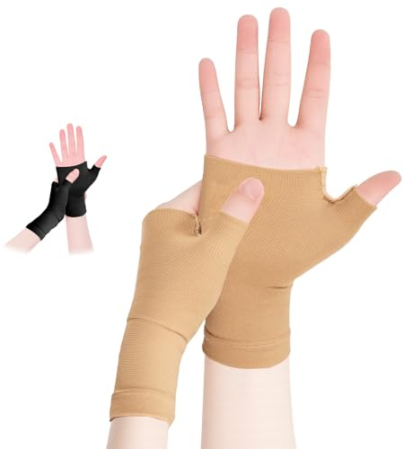 1 paio Manicotti di compressione in rame per polso, traspiranti e confortevoli Fascia da Polso per sindrome del tunnel carpale per Tunnel Carpale, Slogature, Tendinite e Artrite Unisex (beige, M)