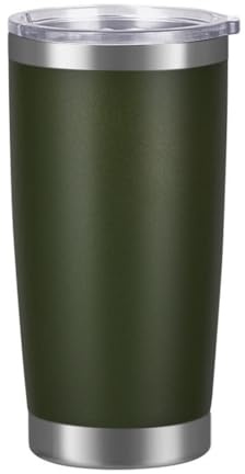 YDYxieji 20oz 550ml Travel Insulated Tumbler with Lid,Stainless Steel Double Wall Insulated Thermal Coffee Cup Flask Travel Mug for Hot & Cold Drinks, Fits Car Cup Holder (Army Green)