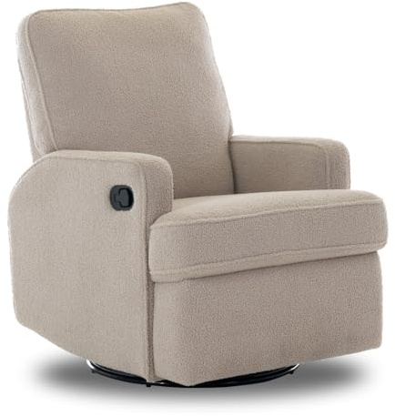 Obaby Madison Swivel Glider Recliner Chair - Teddy Truffle 360-Degree Swivel, Gliding Motion, Plush Seating