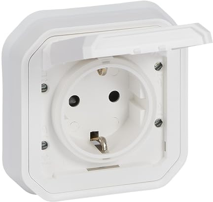 Legrand - Enchufe 16A con contacto lateral de tierra - Plexo - Estanco IP55 - Montaje empotrado - Blanco - 069869LE