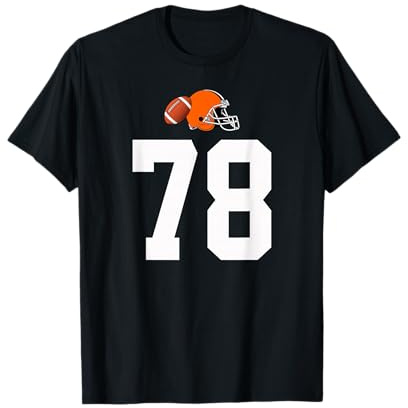 Americano Fútbol Casco Estilo Vintage Número 78 Camiseta