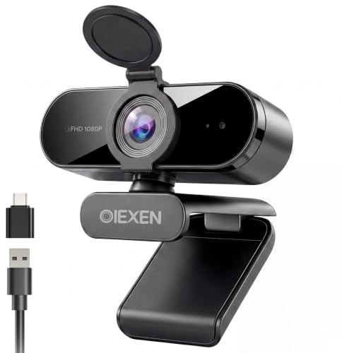 OIEXEN 1080P Webcam with Microphone Noise Reduction Auto Exposure