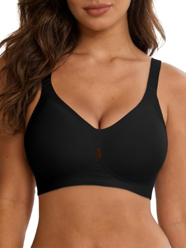 SHEKINI Donna Reggiseno Senza Ferretto Push Up Imbottito Senza Cuciture Seamless Comodo Bralette con Scollo a V T-Shirt Invisibile Bustier Supporto Forte per Seni Normali e Grandi