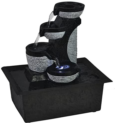 vidaXL Zimmerbrunnen Springbrunnen Wasserspiel Gartenbrunnen LED Polyresin