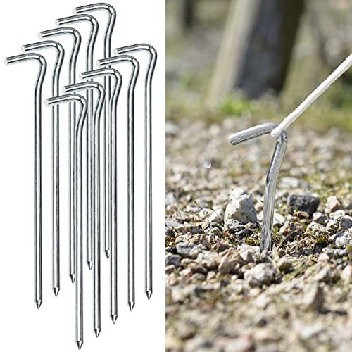Semptec Urban Survival Technology Zeltheringe: 10er-Set XL-Stahl-Zelthaken für alle Bodenarten, 21 cm lang, 6 mm dick (Zelt Haken, Camping Artikel, Erdspiess)