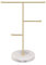 Jewelry Organizer,Metal T-Bar Necklace Display Stand Earrings Holder for Home, Hanging Pendant Rack with Marble Pattern Round Tray for Bracelets Rings Watches (A-Gold)