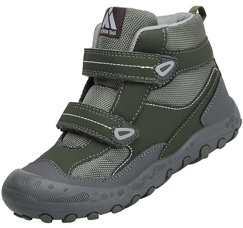Mishansha Senderismo Trekking Zapatos Niño Transpirable Zapatillas de Senderismo Niñoso Botas de Montaña Invierno Adolescente, Verde 35