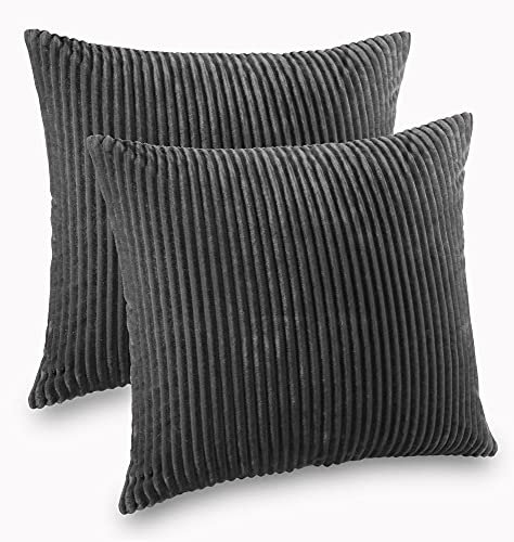 Kuscheli® 2er Set Kissenbezug im Doppelpack Cashmer Touch Fleece Kissenhülle, Sofakissen Kopfkissenbezug Kissenbezüge Couchkissen, Farbe:Grau, Größe:2X 80x80 cm