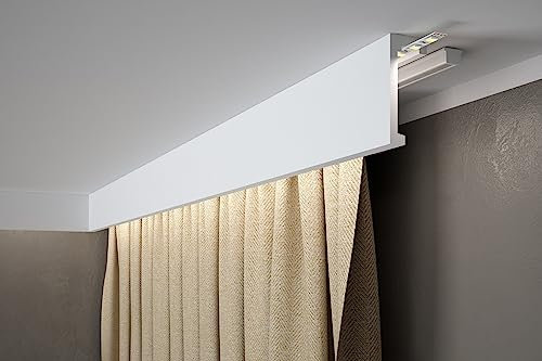 Mardom Decor QL026T Curtain Profile Curtain Trim Ceiling Strip LED Suitable 1 Profile Strip 200 x 10.0 x 4.1 cm